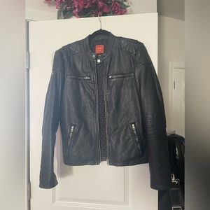 SuperDry Leather Moto Racer Jacket ( BLACK ) SMALL